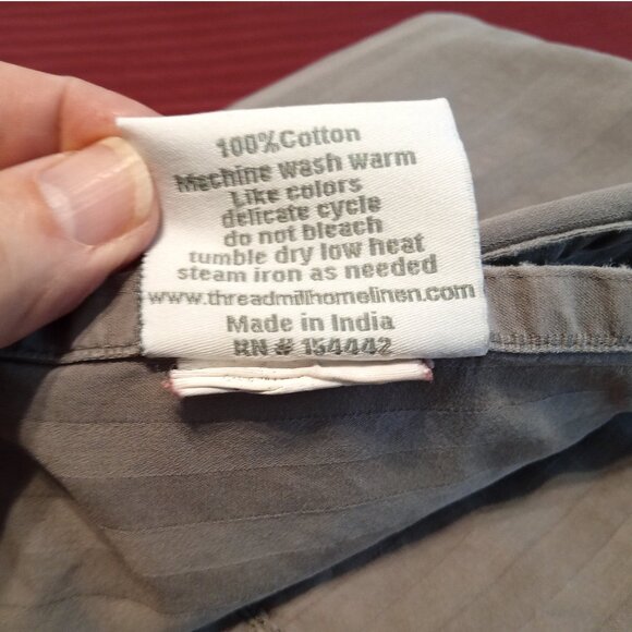 2 Flat Sheets 100% Cotton Threadmill Twin XL Grey 600 Thread Count Damask Stripe - Picture 7 of 9